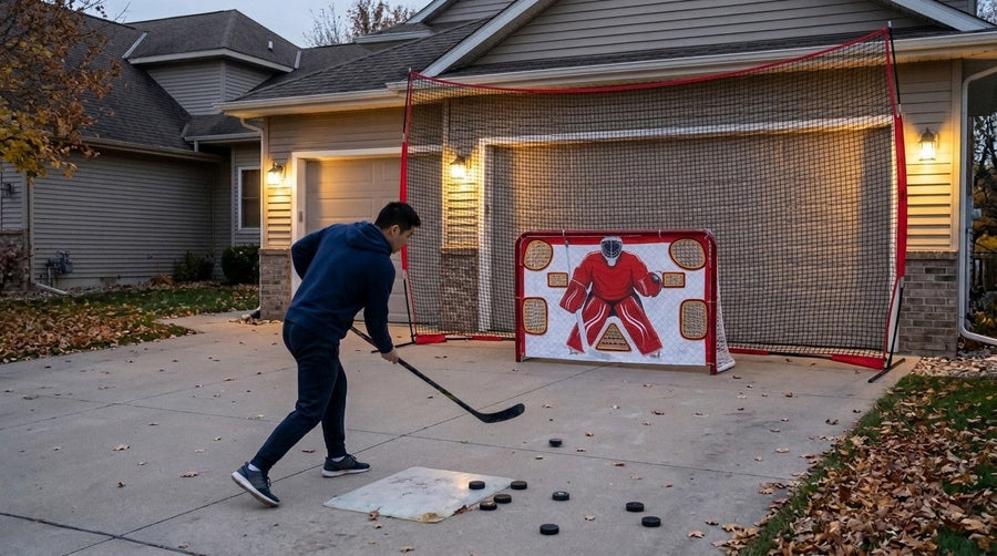 Hockey Shooting Tarp vs Backstop Net: How to Set Up Driveway Shooting Practice