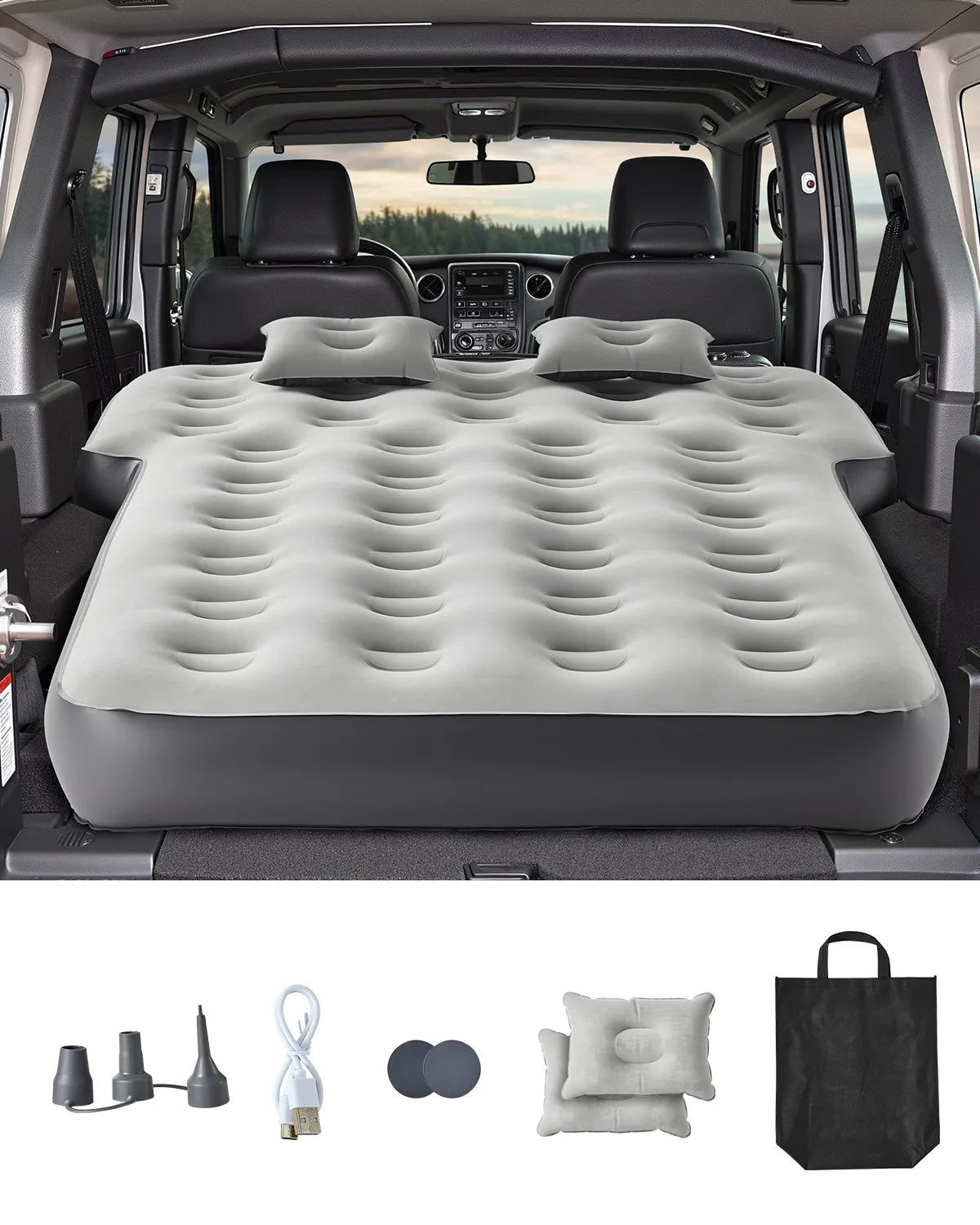 Car Air Mattress Inflatable Car Camping Travel Bed Sleeping Pad Built in Pump