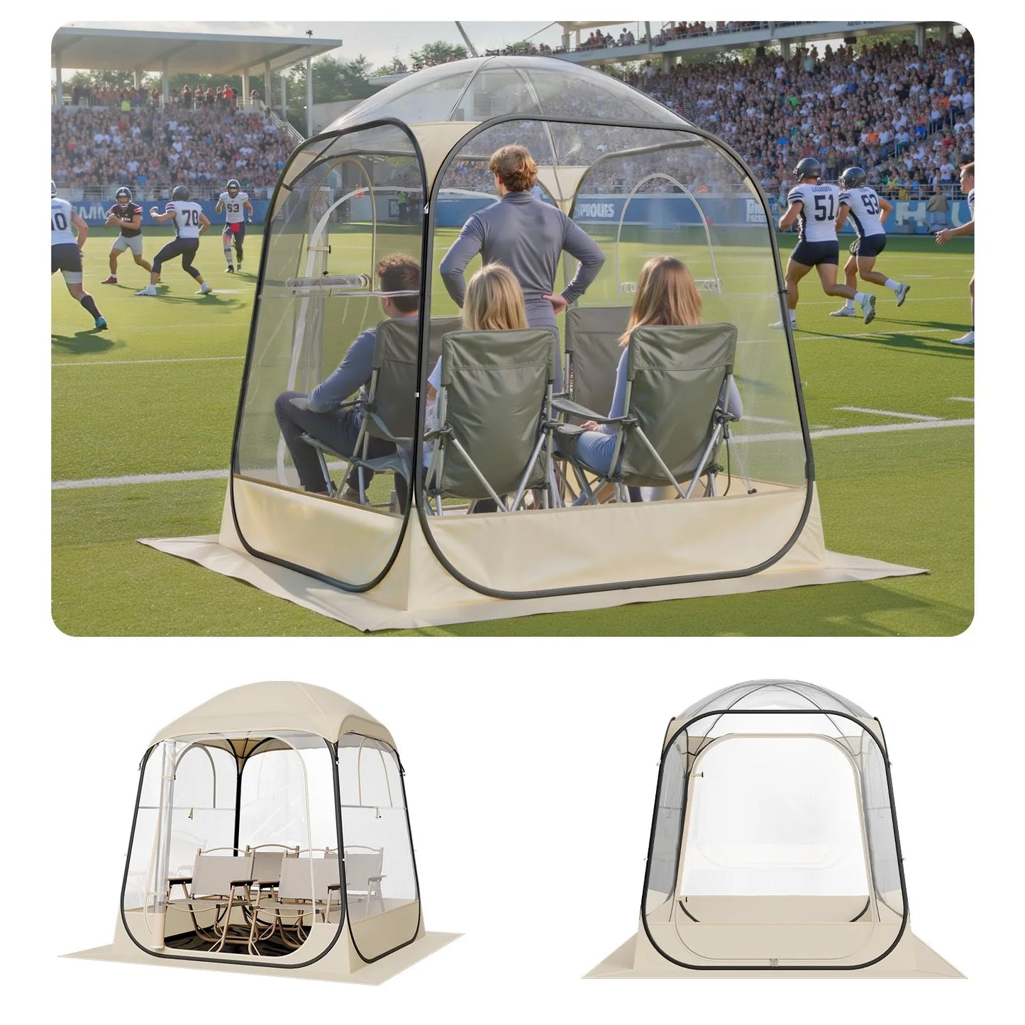 VEVOR Pop up Sports Tent 63x63 in Outdoor Clear Bubble Tent Weather Proof Pod