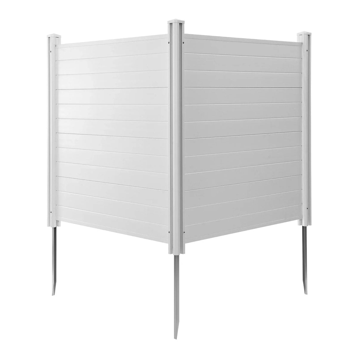 VEVOR 2 Panels Outdoor Privacy Screen, 50 x 50 in Air Conditioner Fence with 27.6 in Ground Stakes, Pool Equipment Enclosure, Horizontal Vinyl Privacy Fence, Ideal for Trash Can and A/C Units, White - View 10