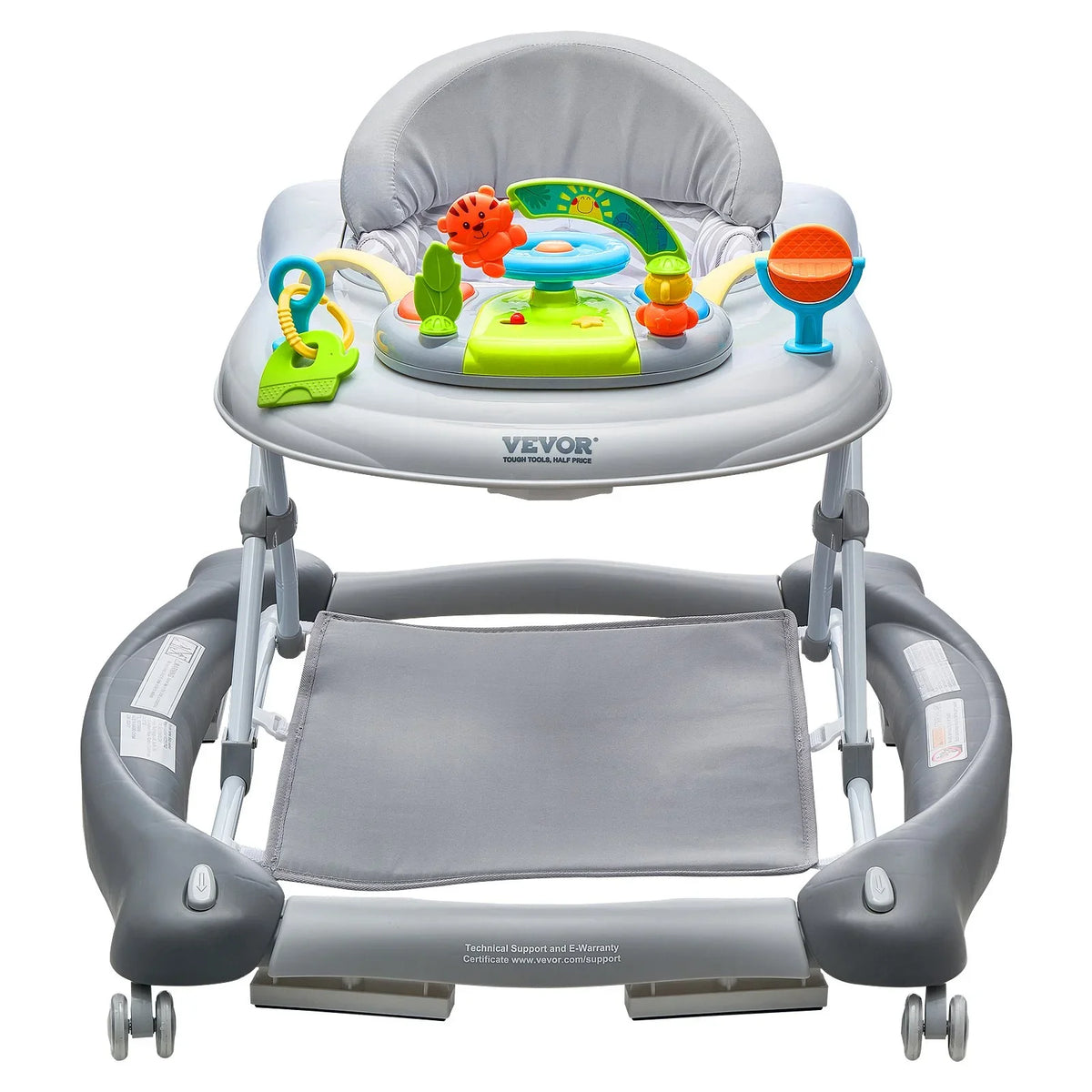 VEVOR 4-in-1 Baby Walker, Foldable Baby Activity Center on Wheels, 3 Adjustable Height, Music & Toys Tray, Learning-Seated | Walk-Behind | Rocker | Bouncer Toddler Walker for Girls Boys 6-24 Months - View 9