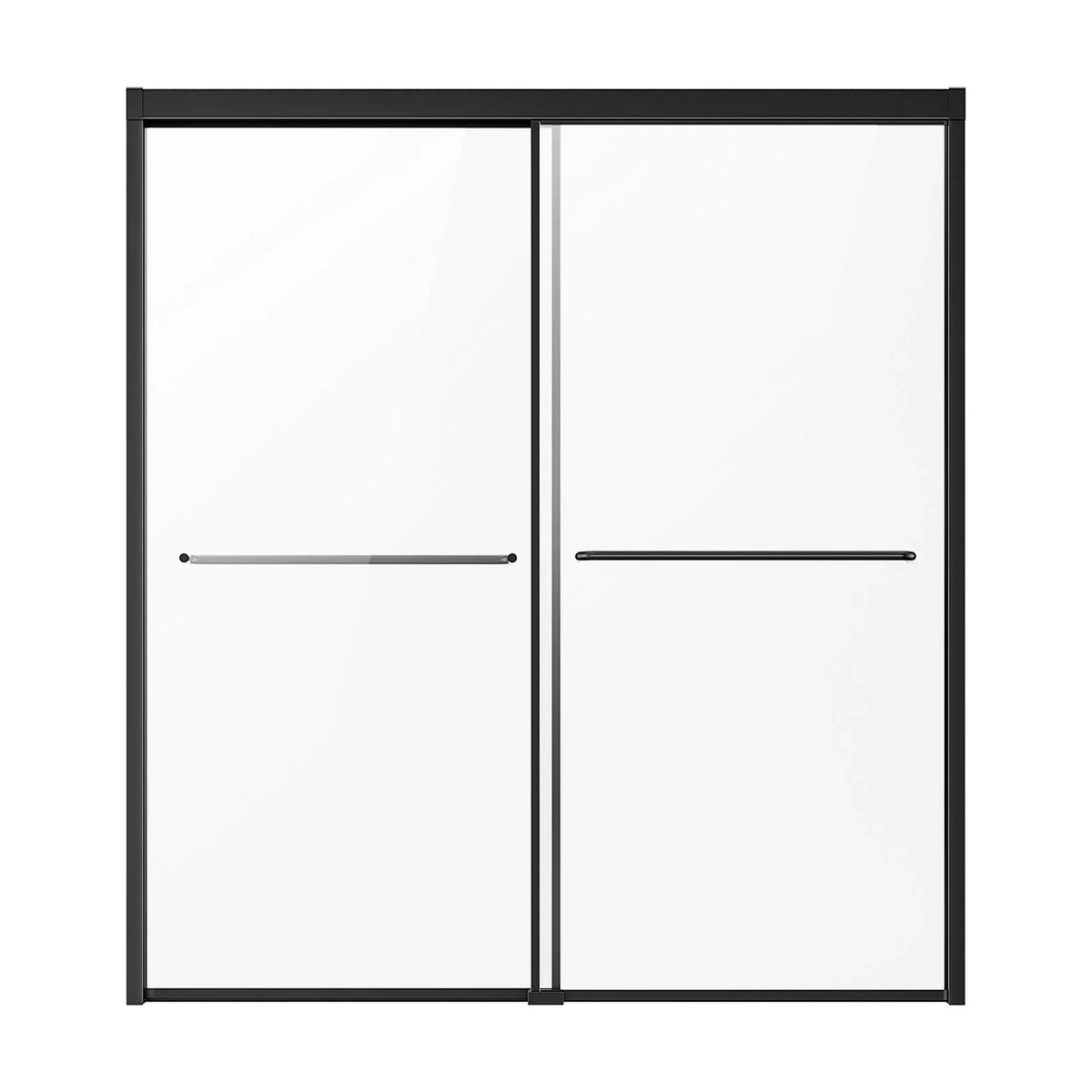 VEVOR Bathtub Shower Door, 56-60 in. W x 60 in. H, Semi-Frameless Double Sliding Tub Door, Semi-Frameless Bypass Tub Door with 1/4 in Shatterproof Tempered Glass and Stainless Steel Handle, Black - View 9