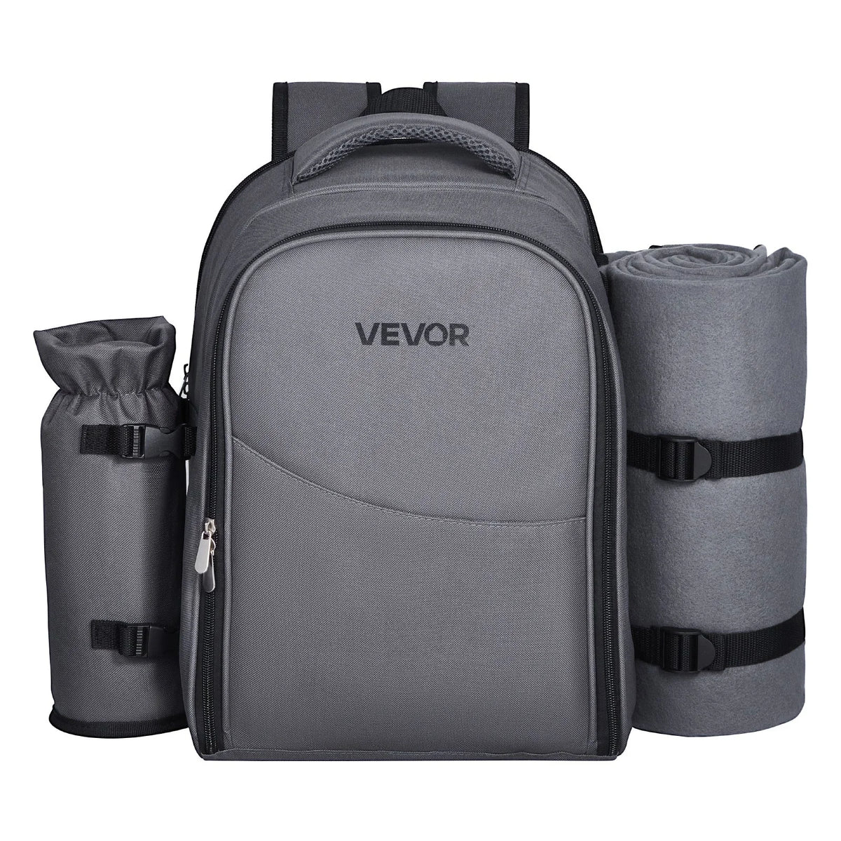 VEVOR Beach Picnic Backpack Bag for 2 Person with Cooler Compartment Grey - View 9
