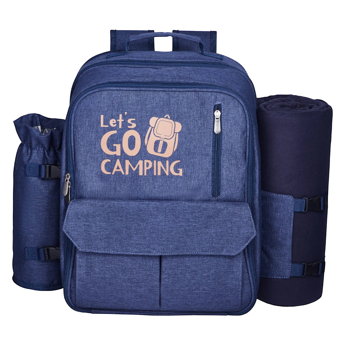 VEVOR Beach Picnic Backpack Bag for 4 Person with Cooler Compartment Navy Blue - View 9