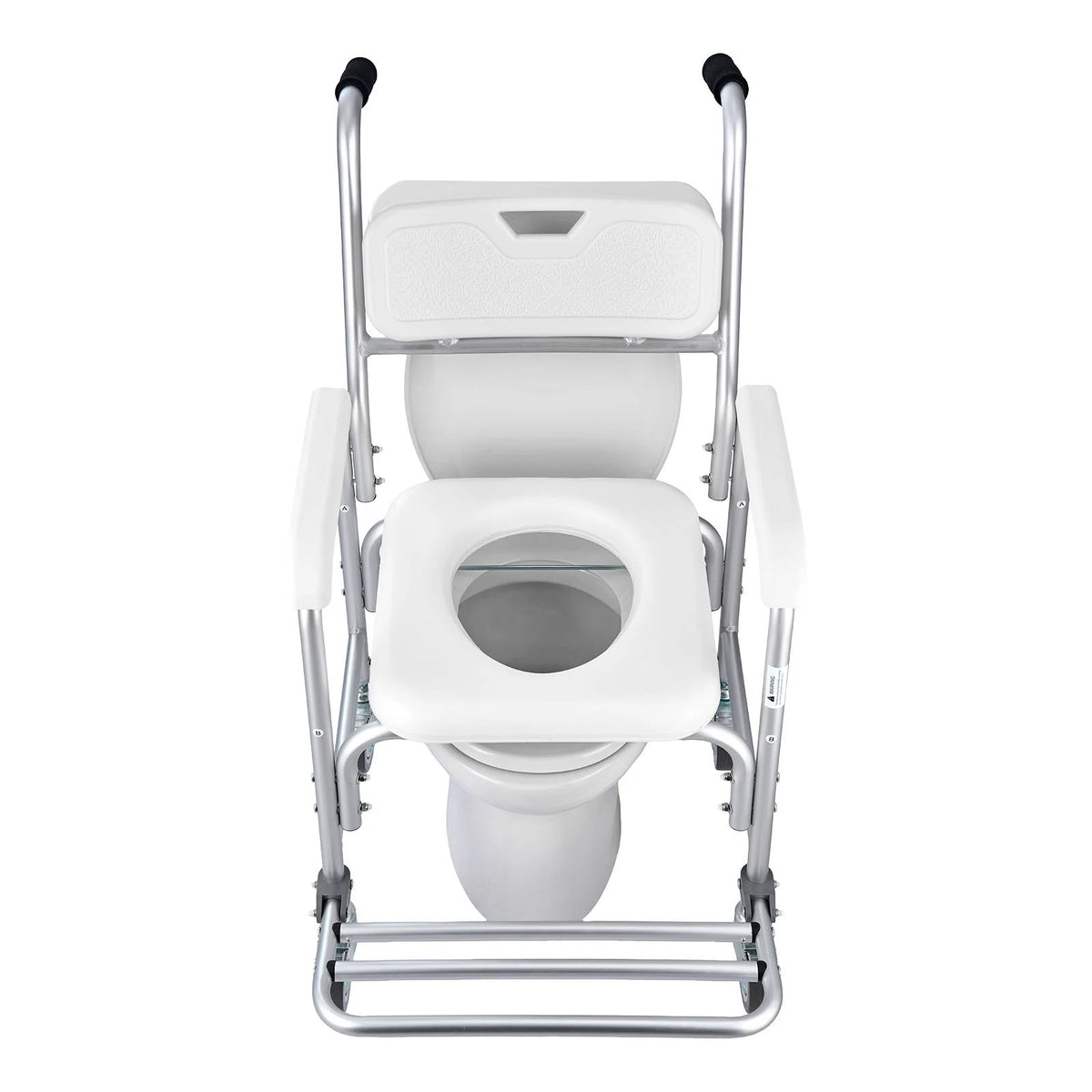 VEVOR Bedside Commode Chair with Wheels, 350 lbs Capacity, 4-in-1 Portable Toilet and Raised Toilet Seat with Padded Seat/Backrest/Flip-up Footrest, Detachable 5L Bucket, Shower Wheelchair for Seniors - View 10