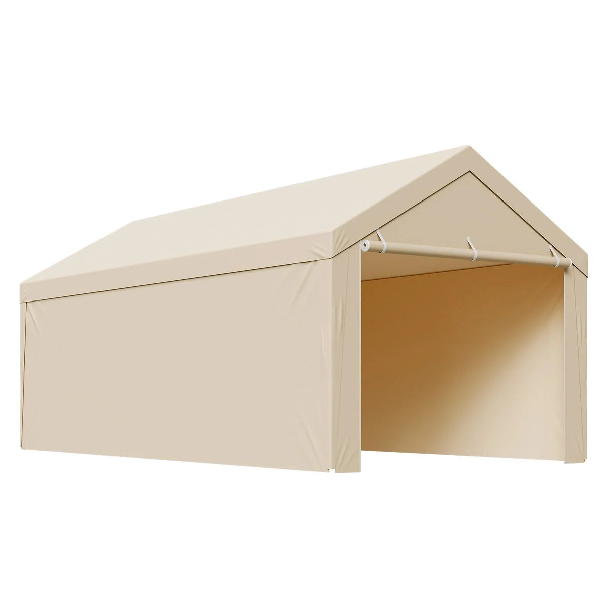 VEVOR Carport Replacement Canopy, 10 x 20 ft Potable Garage Tent Top Tarp with Sidewalls, UV-Resistant & Waterproof, Heavy Duty Car Shelter Tarp with Ball Buggees, Beige, Frame Not Included - View 10
