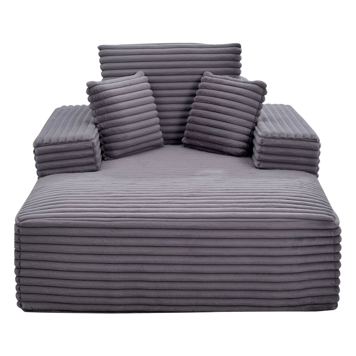 VEVOR Chaise Lounge Chair, 54 in Boneless Chaise Lounge Indoor, Modern Upholstered Oversized Reading Chair with Throw Pillows & Armrests, Sofa Couch Deep Seat Sleeper for Living Room, Bedroom, Grey - View 10