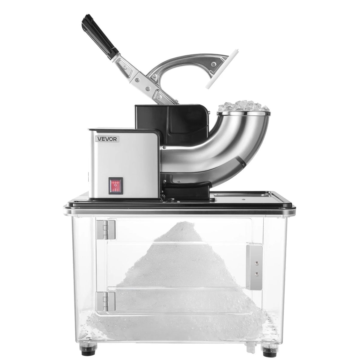 VEVOR Commercial Ice Crusher 661LBS/H, 350W Electric Snow Cone Machine with 4 Blades, 2000RPM Stainless Steel Shaved Ice Machine with 11 Gal Crushed-Ice Box, for Family Restaurants Bars, Black - View 10