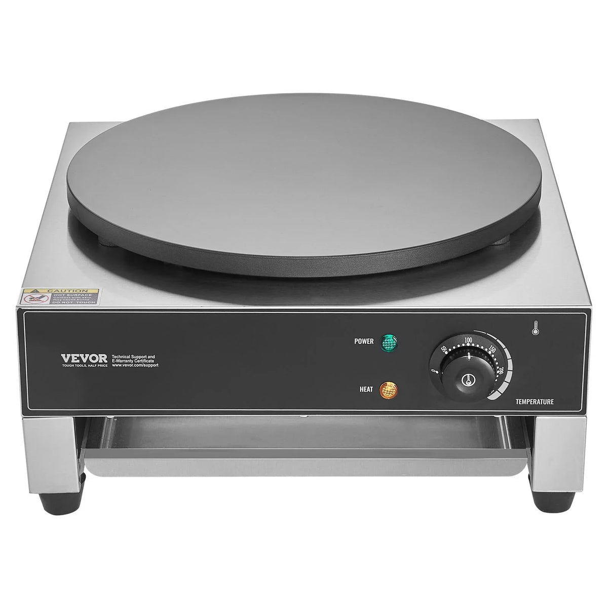 VEVOR Electric Crepe Maker, 16-Inch Commercial Crepe Machine, 1700W Flat Plate Crepe Griddle, Nonstick Stainless Steel Pancake Making Machine, Desktop Circular Cereals Pancake Stove with Temp Control - View 10