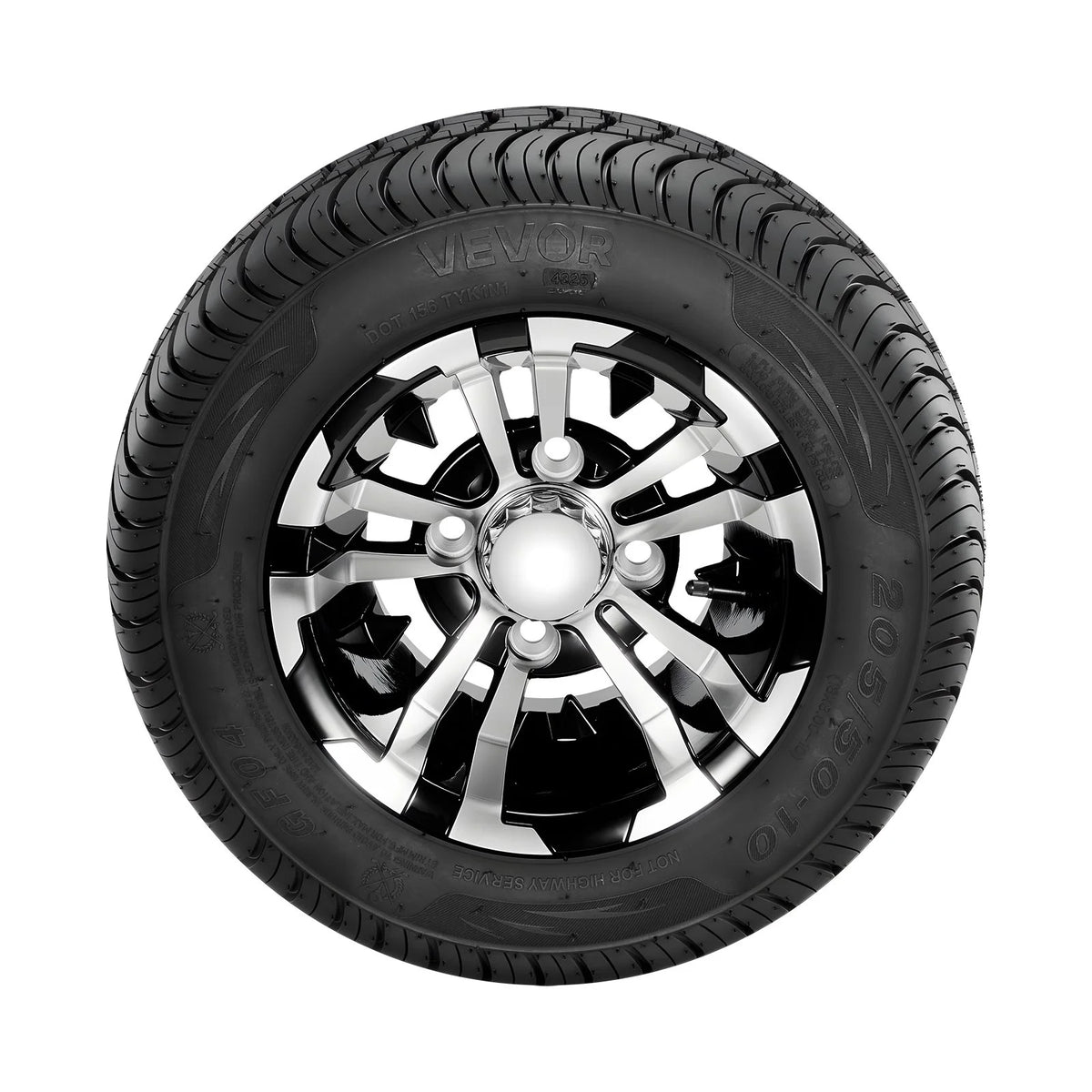VEVOR Golf Cart Wheels, 10" 205/50-10 Black Aluminum Alloy Golf Cart Tires and Wheels Combo (Set of 4) Fit Club Car, EZGO, Yamaha, 4 Ply Rubber 4-Lug Lawn Mower Tires & Rims, 675 lbs Load, All-Terrain - View 10