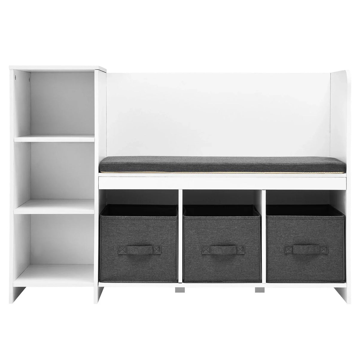 VEVOR Kids Reading Nook Bench, Toddler Bookshelf and Bookcase with Detachable Seat Cushion, 6-Cubby Storage Organizer Bench with 3 Drawers, Ideal for Playroom, Bedroom, Living Room or Entryway, White - View 10