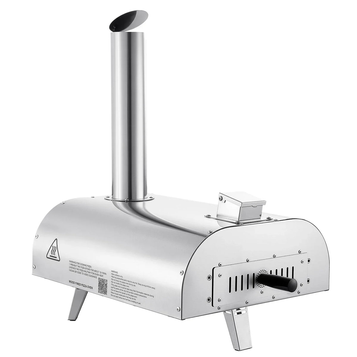 VEVOR Pizza Oven Outdoor, 12" Pellet Pizza Oven, Portable Pizza-Stove with Built-in Thermometer, Wood Fired Stainless Steel Pizza-Maker, for Backyard, Camping, Pizza-Stone, Shovel, Carry Bag, Silver - View 10