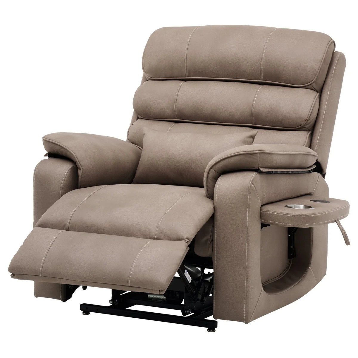 Vevor Power Lift Recliner Chair, Medium-Wide Lay Flat Dual Motor Sofa with Massage and Heat for Elderly People, Cup Holders, Wireless Charging Pad, Light Brown - View 9