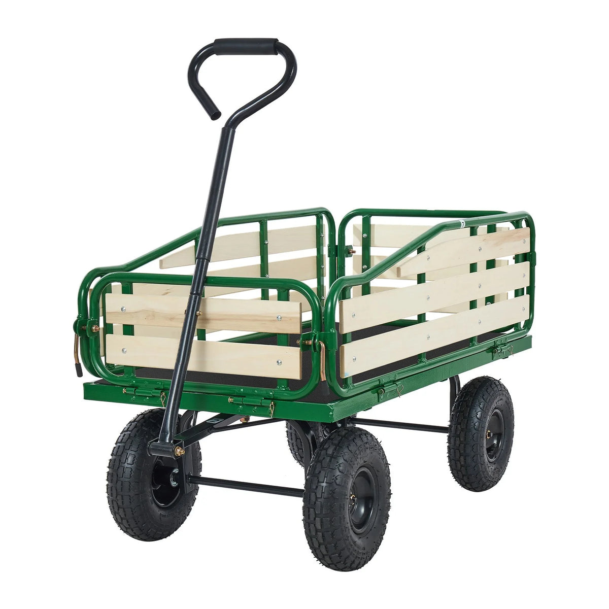 VEVOR Pull-Along Wagon for Kids, 39 in Toddler Wagons with Foldable Wooden Panel & Handle, Supports up to 551 lbs, 10" All-Terrain Tires, Utility Wagon Cart Birthday Present for Kids Gardening Beach - View 10