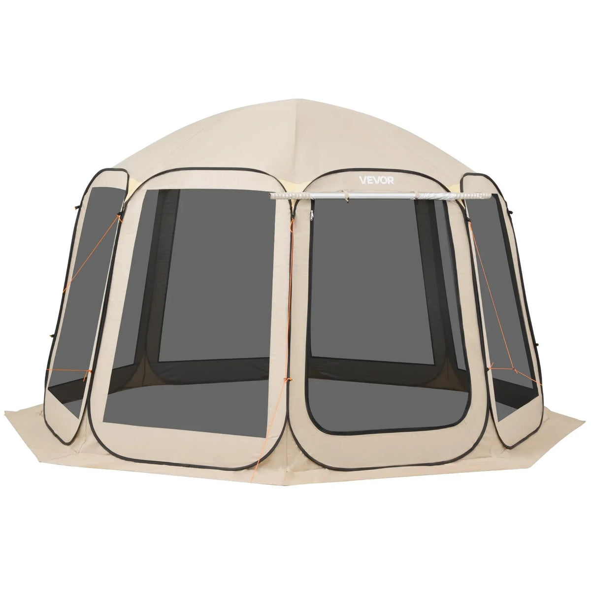 VEVOR Screen House Tent, 12 x 11 ft, 10-12 Person Pop Up Screen Tent with Extended Awning, Portable Screened in Canopy with Carry Bag, Netting Sides, for Patio, Backyard, and Outdoor Activities, Beige - View 10