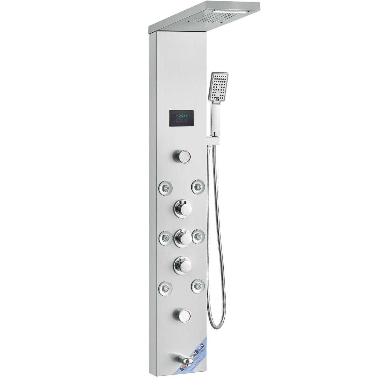 VEVOR Shower Panel System, 6 Shower Modes, LED & Screen Hydroelectricity Shower Panel Tower, Rainfall, Waterfall, 8 Massage Jets, Tub Spout, Handheld Shower, Stainless Steel Wall-Mounted Shower Set - View 10