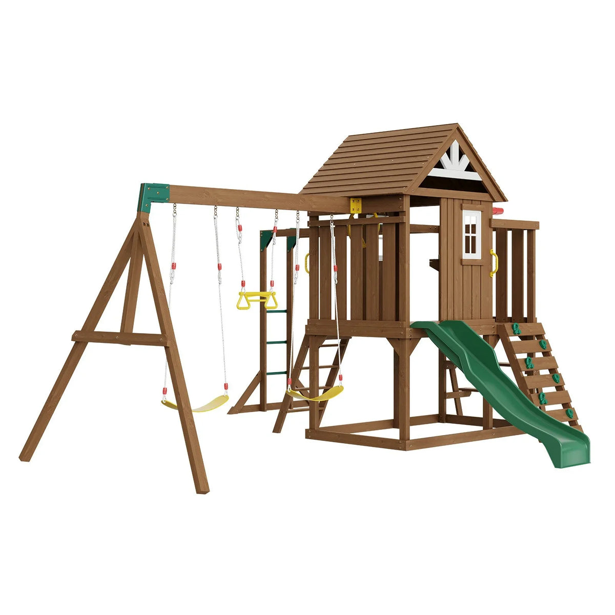 VEVOR Wooden Swing Set 10 IN 1 Outdoor Playground Sets 6 FT Slide Upper Fort - View 10