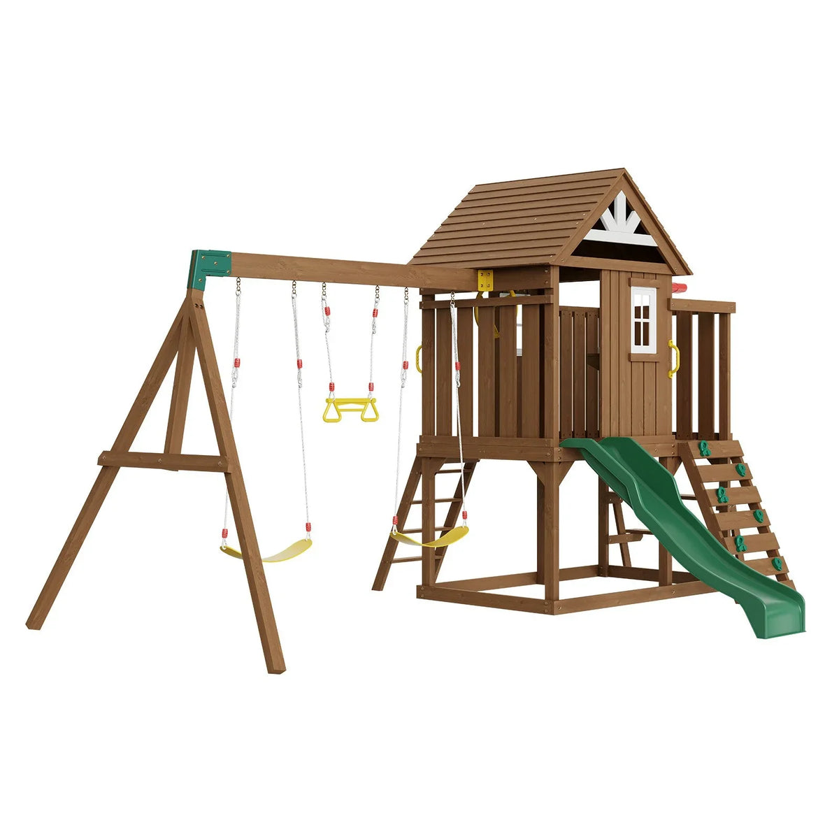VEVOR Wooden Swing Set 9 IN 1 Outdoor Playground Sets 6 FT Slide Upper Fort - View 10