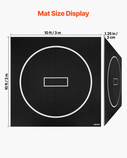 10x10 ft Wrestling Mat, Martial Arts Thick Mat for Home Gym Workouts Exercise, Waterproof PVC Roll-Up Training Mats with Circles, for Gymnastics, Tatami, Jiu Jitsu BJJ MMA Judo, Boxing, Black - View 3
