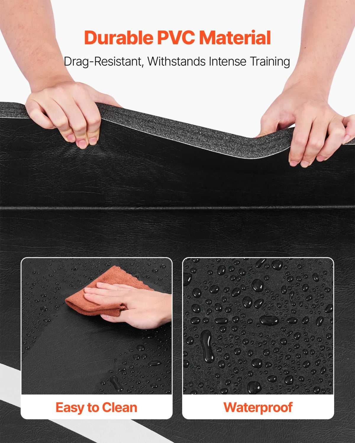 10x10 ft Wrestling Mat, Martial Arts Thick Mat for Home Gym Workouts Exercise, Waterproof PVC Roll-Up Training Mats with Circles, for Gymnastics, Tatami, Jiu Jitsu BJJ MMA Judo, Boxing, Black - View 5