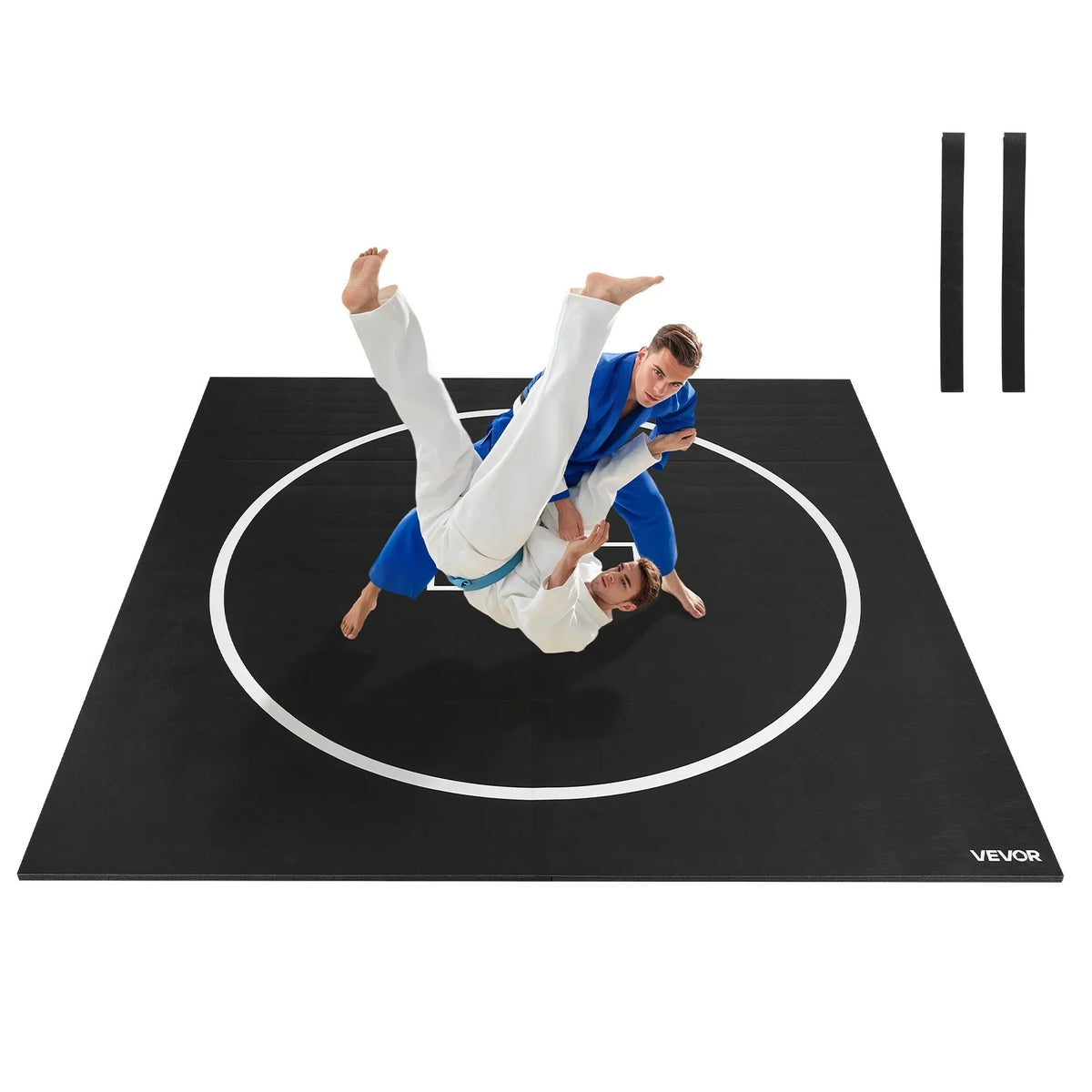 10x10 ft Wrestling Mat, Martial Arts Thick Mat for Home Gym Workouts Exercise, Waterproof PVC Roll-Up Training Mats with Circles, for Gymnastics, Tatami, Jiu Jitsu BJJ MMA Judo, Boxing, Black - View 9