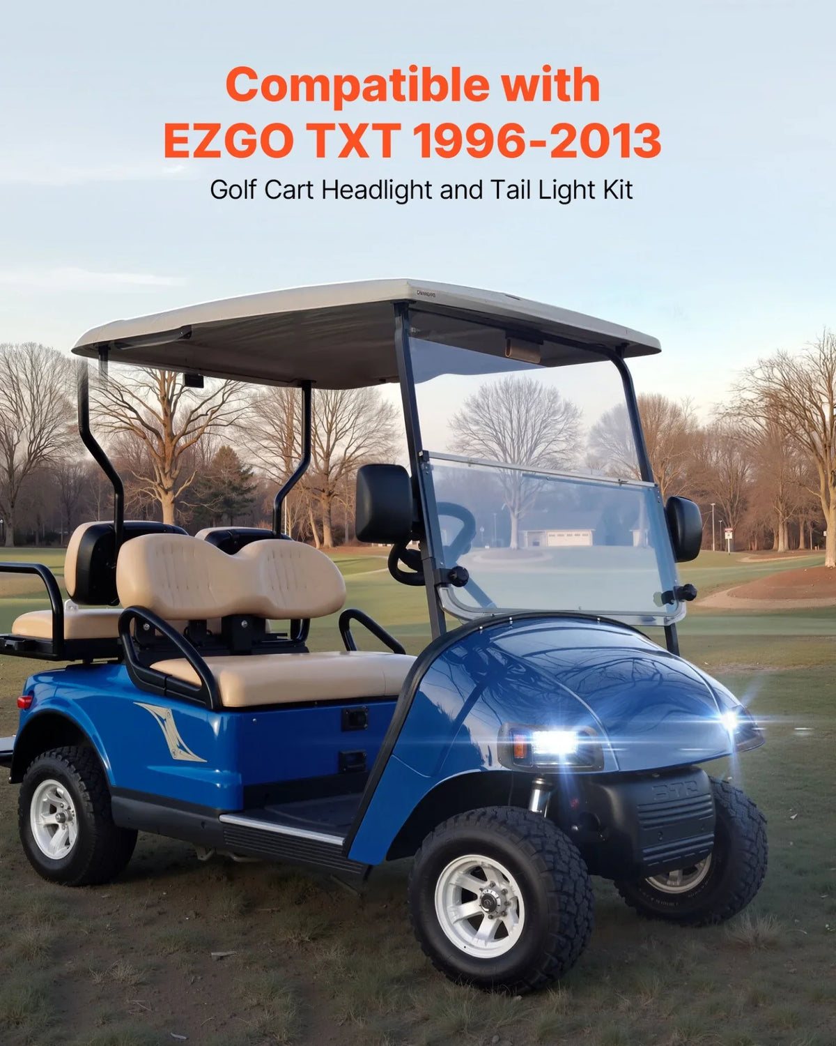 12 Volt Golf Cart LED Headlight Tail Light Kit For EZGO TXT 1996-2013 Models