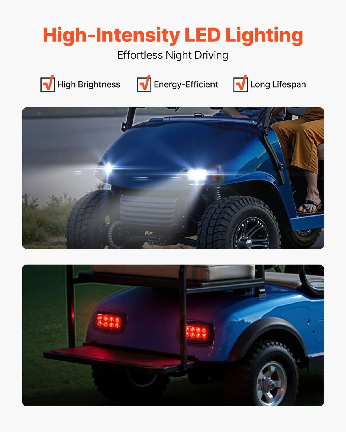 12 Volt Golf Cart LED Headlight Tail Light Kit For EZGO TXT 1996-2013 Models - View 2