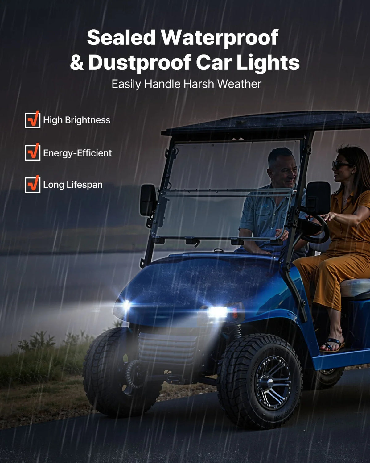 12 Volt Golf Cart LED Headlight Tail Light Kit For EZGO TXT 1996-2013 Models - View 3