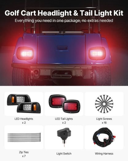 12 Volt Golf Cart LED Headlight Tail Light Kit For EZGO TXT 1996-2013 Models - View 5