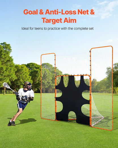 12x9 ft 3-IN-1 Lacrosse Goal Net with Backstop and Target Rebounder Equipment - View 2
