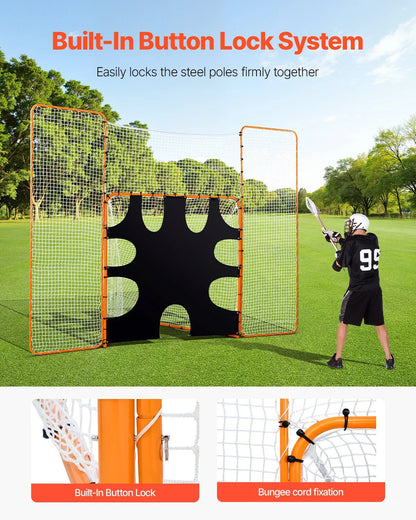 12x9 ft 3-IN-1 Lacrosse Goal Net with Backstop and Target Rebounder Equipment - View 3