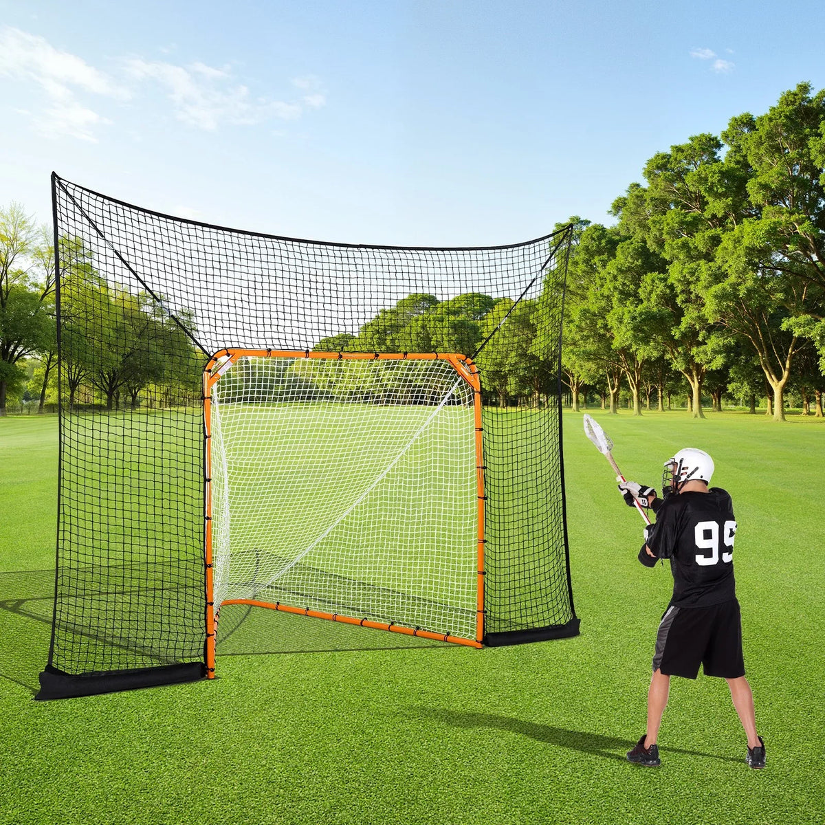 12x9 ft Hockey Lacrosse Goal Backstop Training Net Extended Coverage Net Only - View 6