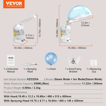 2 in 1 Hair & Facial Steamer Professional Hair Steamer with Bonnet Hood - View 6