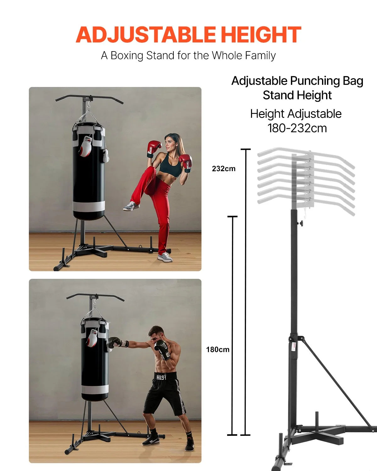 2 in 1 Heavy Duty Punching Bag Frame Boxing Punching Fitness Stand Steel - View 3