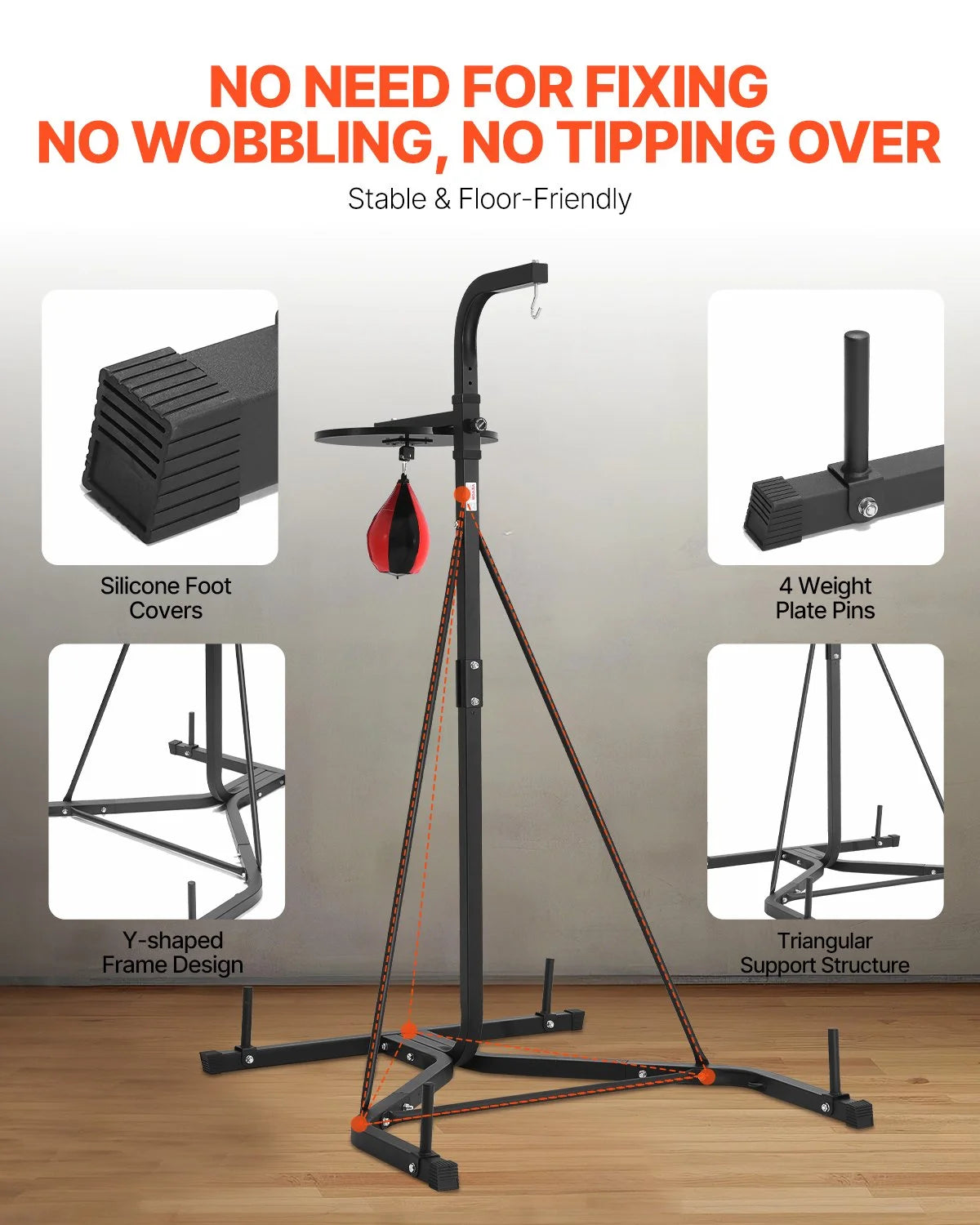2 in 1 Heavy Duty Punching Bag Frame Boxing Punching Fitness Stand Steel - View 4