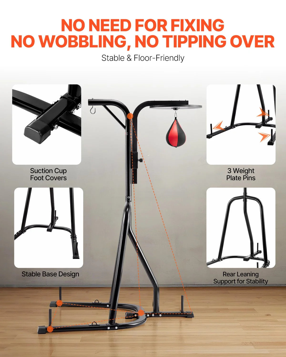 2 in 1 Heavy Duty Punching Bag Frame Boxing Punching Fitness Stand Steel - View 4