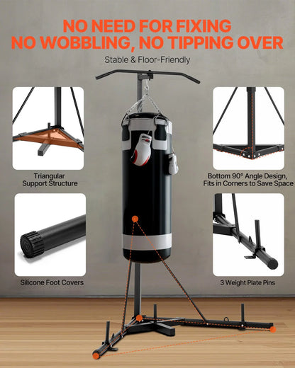 2 in 1 Heavy Duty Punching Bag Frame Boxing Punching Fitness Stand Steel - View 5