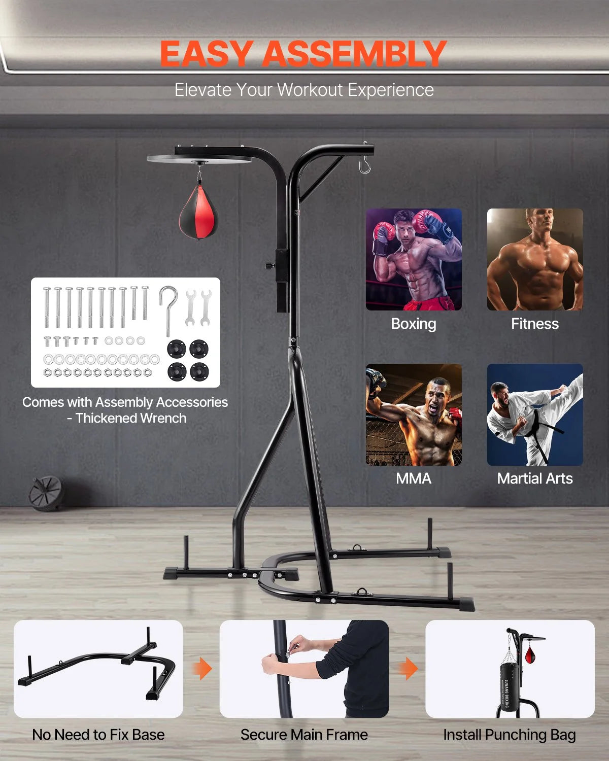 2 in 1 Heavy Duty Punching Bag Frame Boxing Punching Fitness Stand Steel - View 5