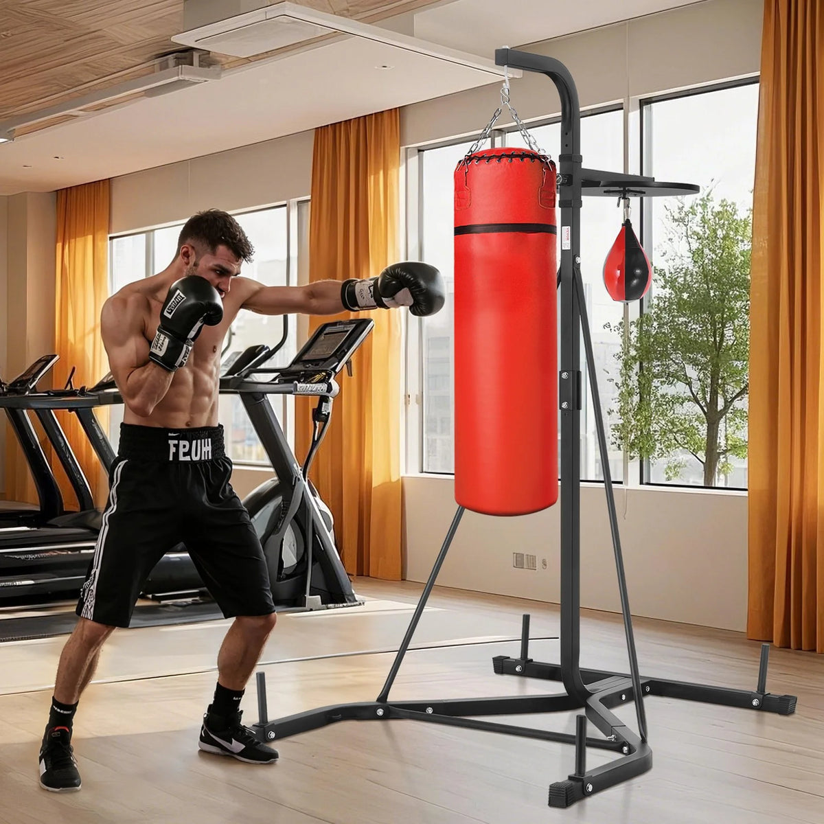 2 in 1 Heavy Duty Punching Bag Frame Boxing Punching Fitness Stand Steel - View 7