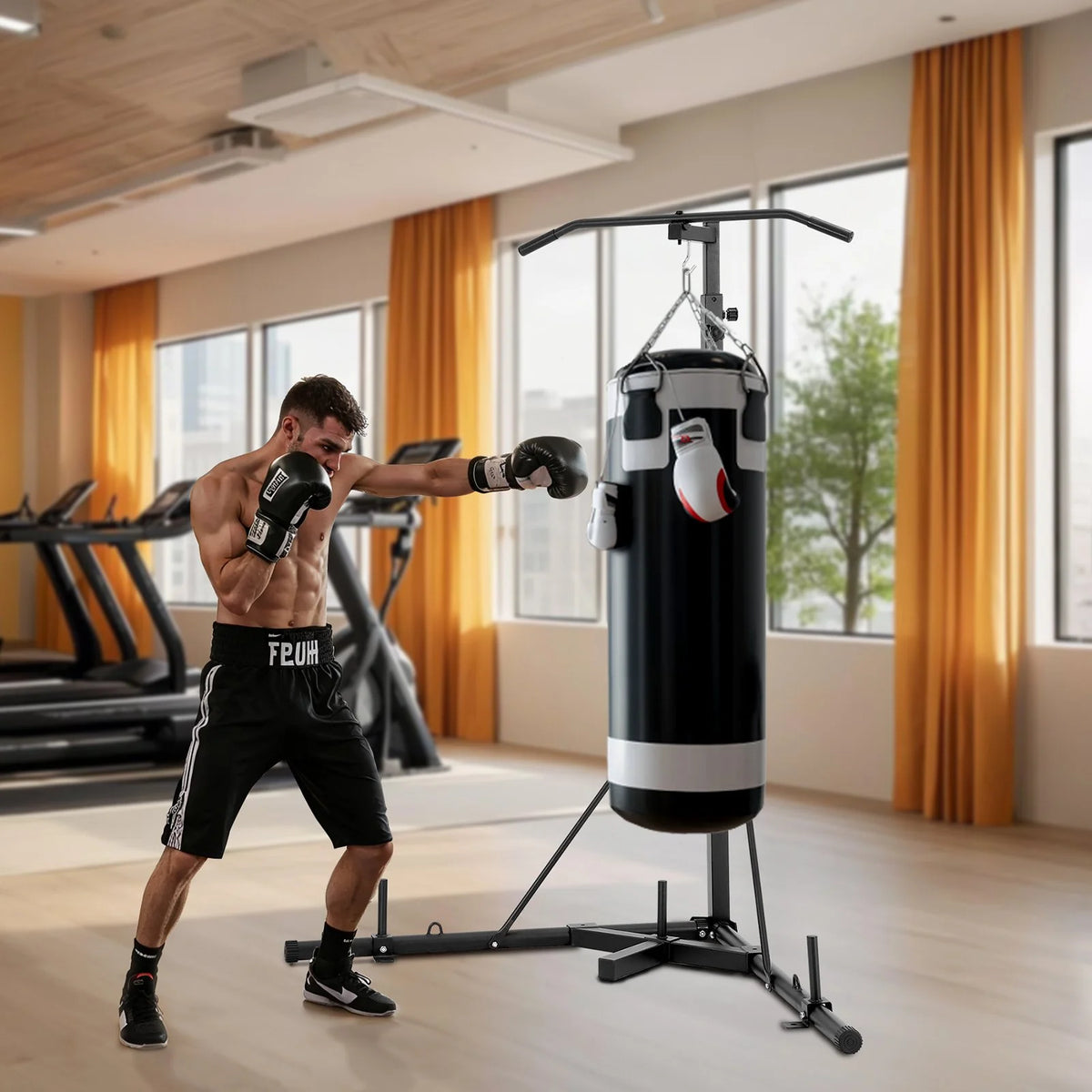 2 in 1 Heavy Duty Punching Bag Frame Boxing Punching Fitness Stand Steel - View 8