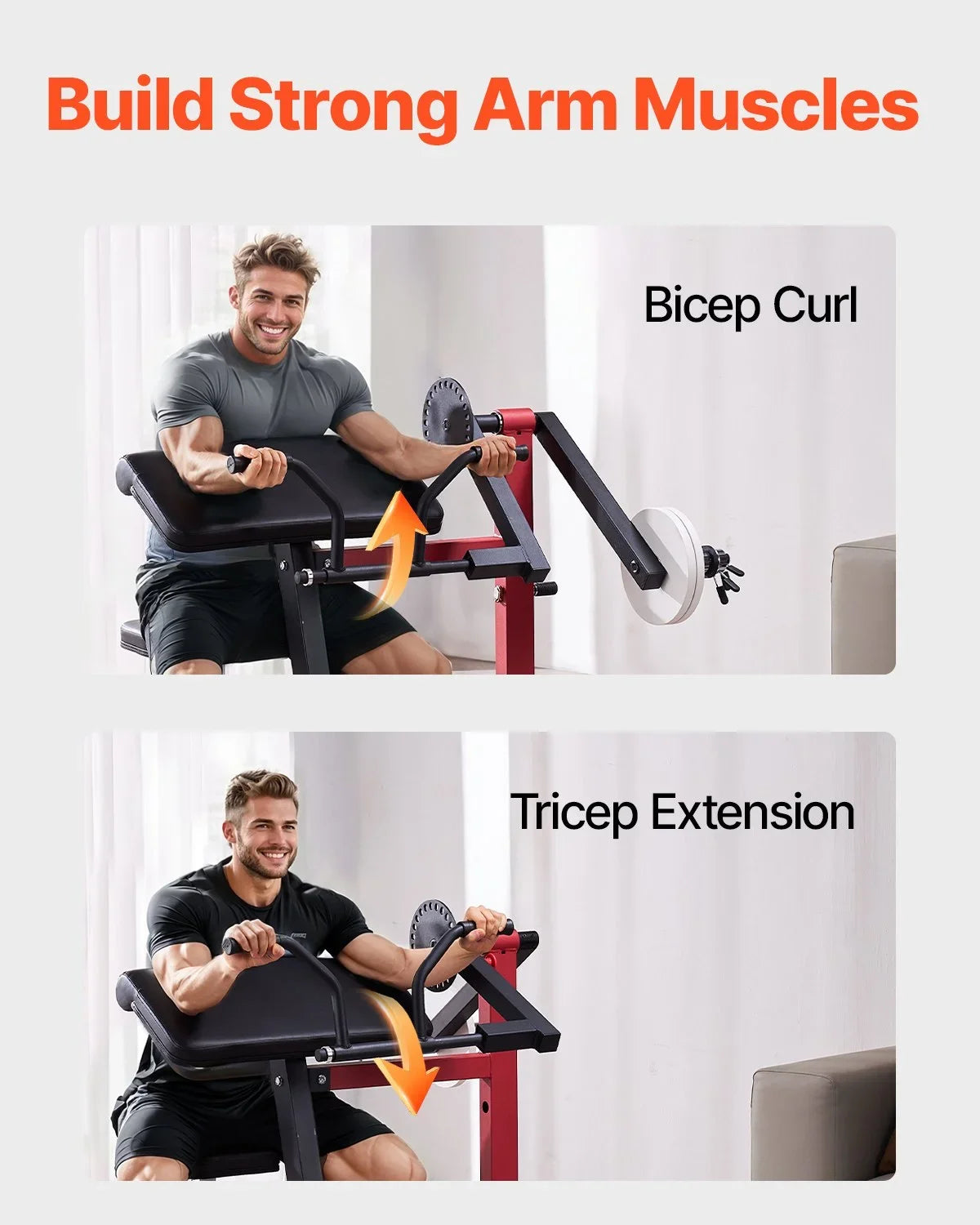 2 in 1 Preacher Curl Bench Bicep Curls and Triceps Extension Machine Home Gym - View 2