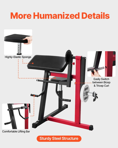 2 in 1 Preacher Curl Bench Bicep Curls and Triceps Extension Machine Home Gym - View 6