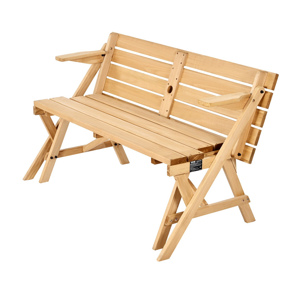 2-in-1 Transforming Interchangeable Picnic Table Wooden Table Bench Set Outdoor - View 10