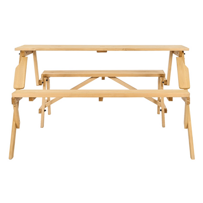 2-in-1 Transforming Interchangeable Picnic Table Wooden Table Bench Set Outdoor - View 8