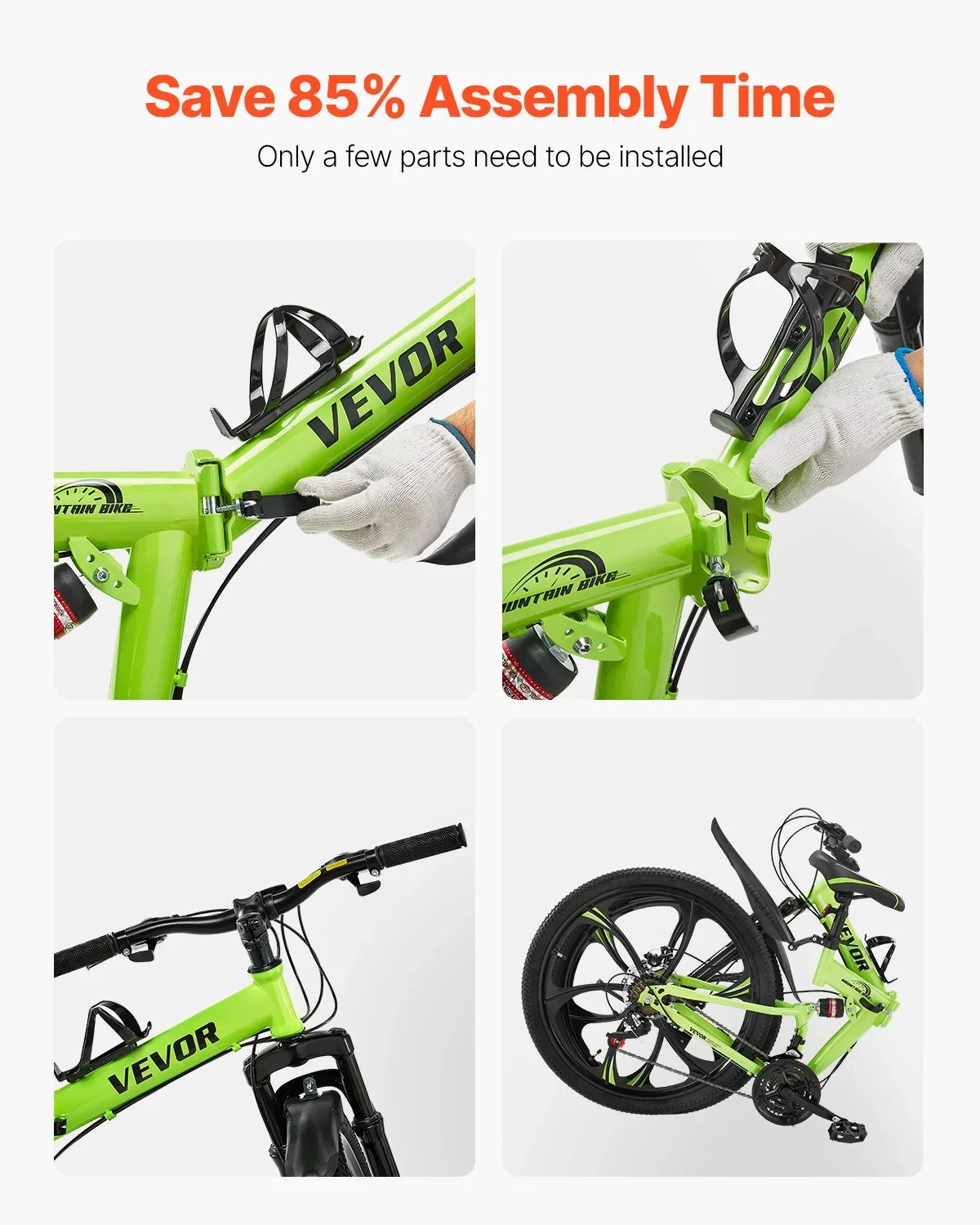 26" Folding Mountain Bike MTB Bicycle 21 Speed Full Suspension Dual Disc Brakes - View 4