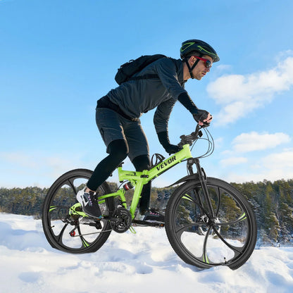 26" Folding Mountain Bike MTB Bicycle 21 Speed Full Suspension Dual Disc Brakes - View 7