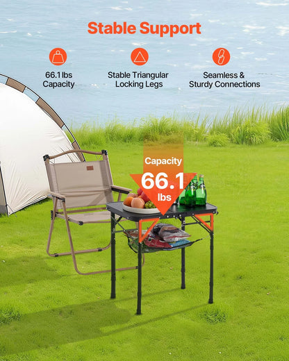2ft Folding Portable Camping Table Aluminum Outdoor Table Adjustable Height - View 2