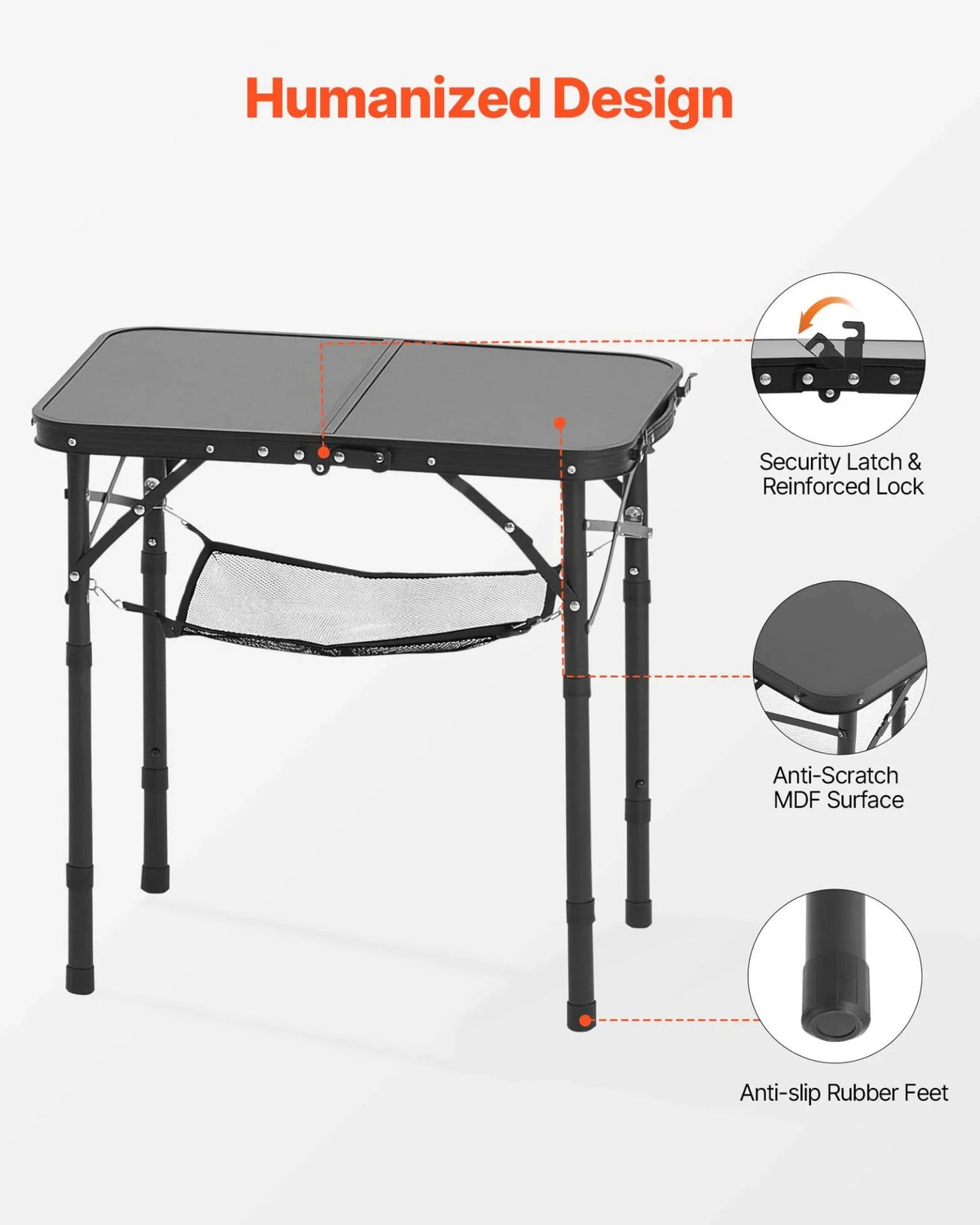 2ft Folding Portable Camping Table Aluminum Outdoor Table Adjustable Height - View 5