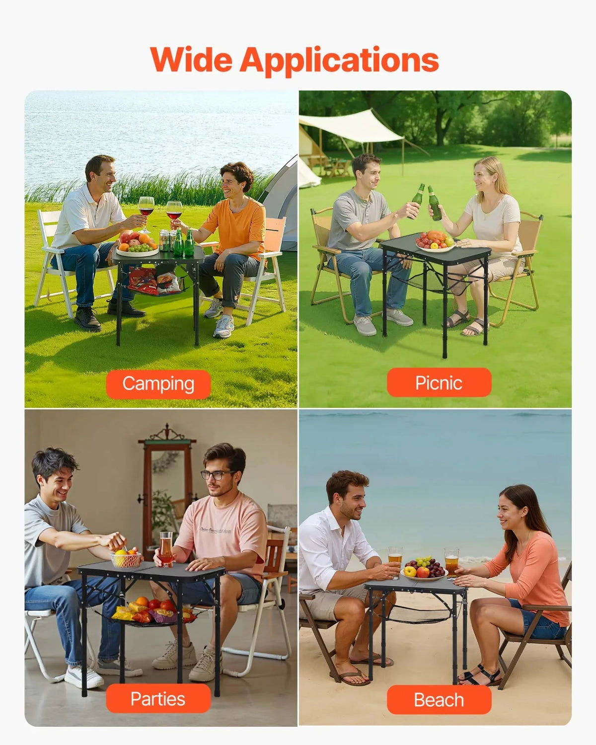 2ft Folding Portable Camping Table Aluminum Outdoor Table Adjustable Height - View 6
