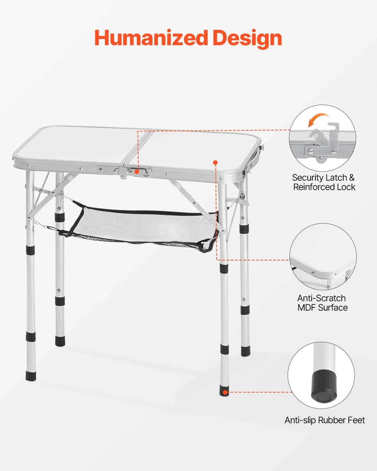 2ft Folding Portable Camping Table Aluminum Outdoor Table Adjustable Height - View 5